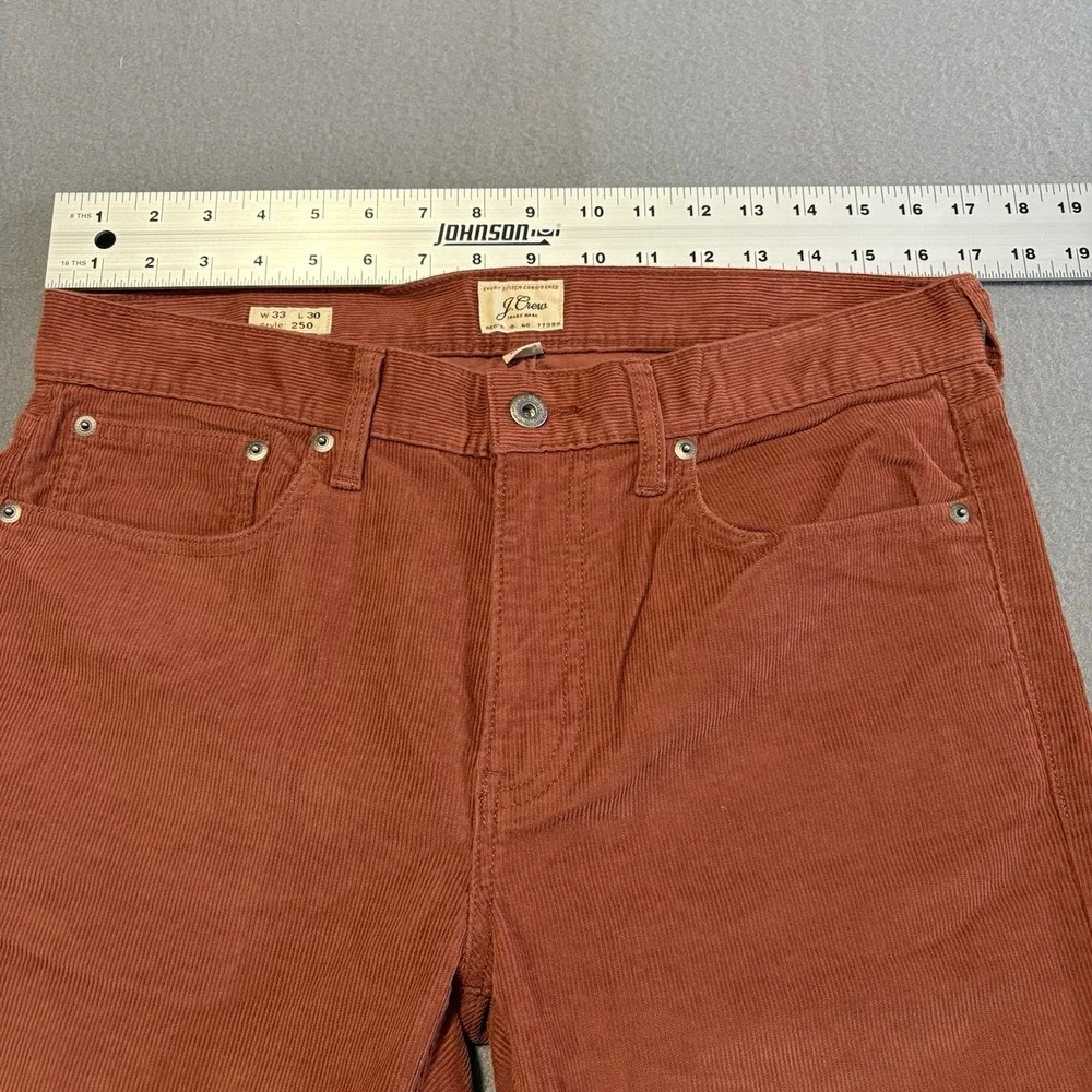 JCrew Corduroy Pants Men 33x30 Rust‎ Style 250 Straight Fit Stretch Medium Wale
